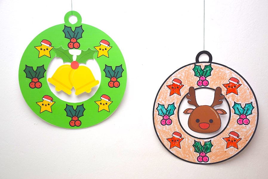christmas wreath colouring craft