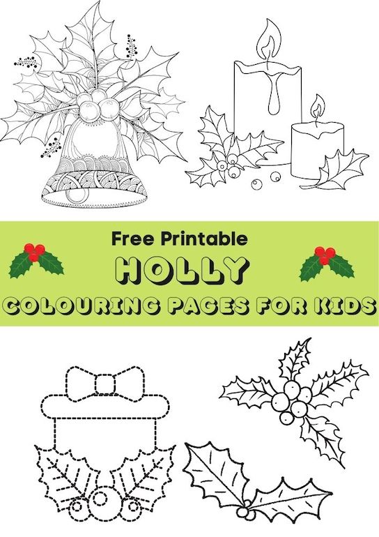 holly colouring pages