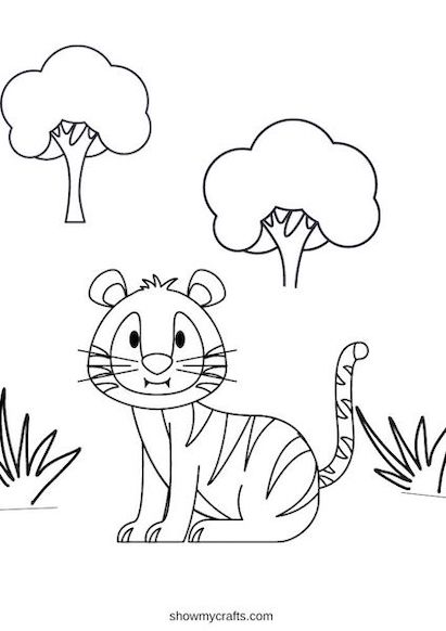 cute Tiger colouring pages