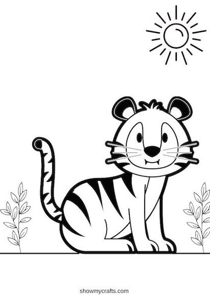 Tiger colouring pages for preschool