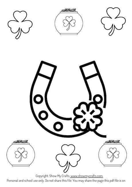 leprechaun horseshoe colouring page