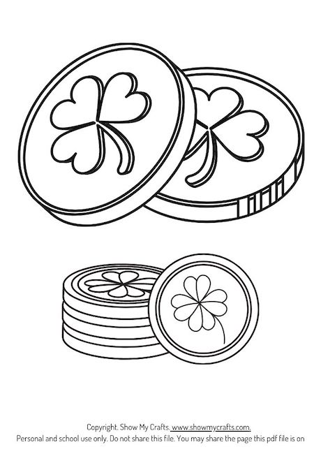 lucky coins coloring sheet