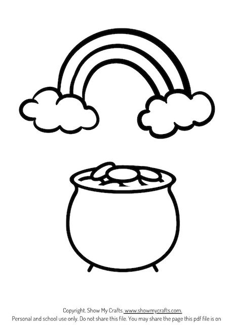 Rainbow and pot of gold coloring page